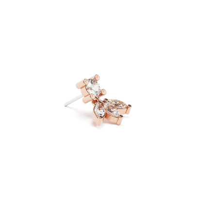 14K Gold Marquise Diamond Lotus Dangle Threadless End