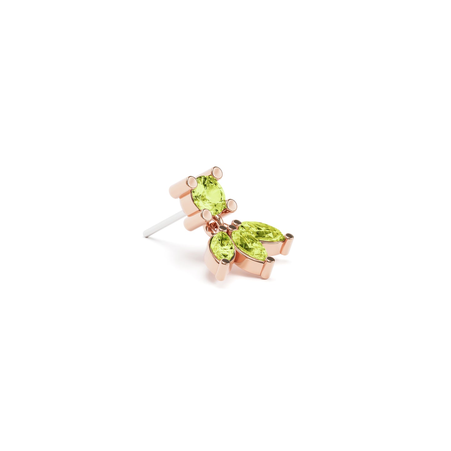 14K Gold Marquise Peridot Lotus Dangle Threadless End