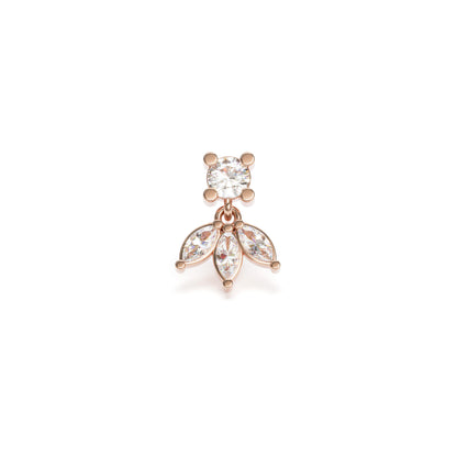 14K Gold Marquise Diamond Lotus Dangle Threadless End