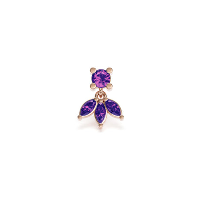 14K Gold Marquise Amethyst Lotus Dangle Threadless End