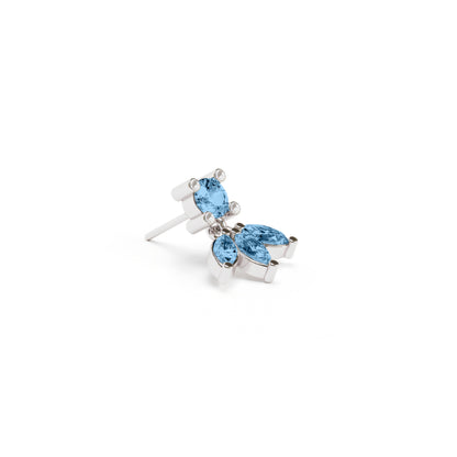 14K Gold Marquise Blue Topaz Lotus Dangle Threadless End