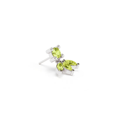 14K Gold Marquise Peridot Lotus Dangle Threadless End