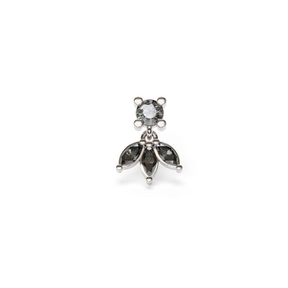 14K Gold Marquise Black Diamond Lotus Dangle Threadless End