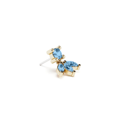 14K Gold Marquise Blue Topaz Lotus Dangle Threadless End