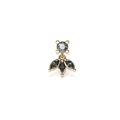 14K Gold Marquise Black Diamond Lotus Dangle Threadless End