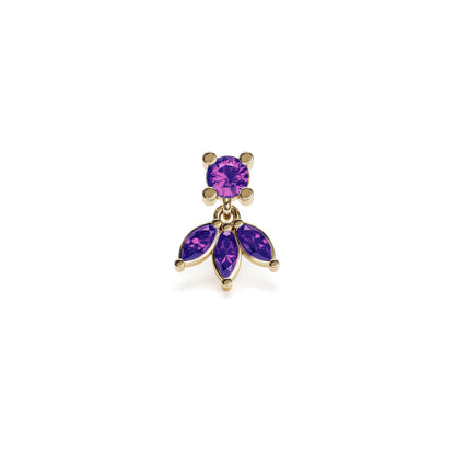 14K Gold Marquise Amethyst Lotus Dangle Threadless End