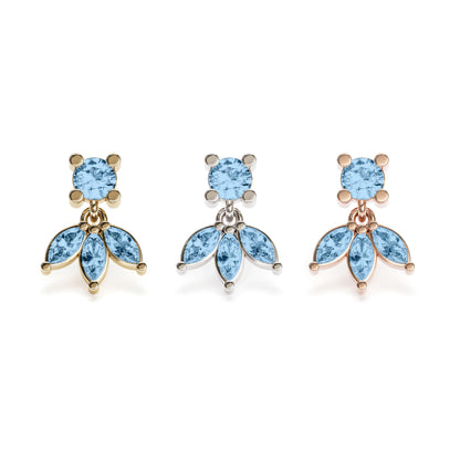 14K Gold Marquise Blue Topaz Lotus Dangle Threadless End