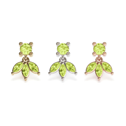 14K Gold Marquise Peridot Lotus Dangle Threadless End