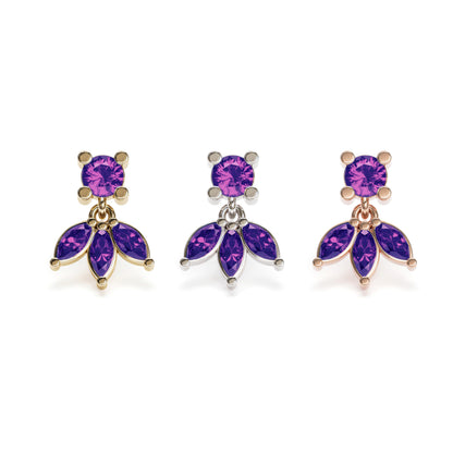 14K Gold Marquise Amethyst Lotus Dangle Threadless End