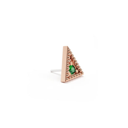 14K Gold Emerald Granule Triangle Threadless End