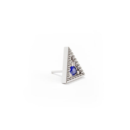 14K Gold Sapphire Granule Triangle Threadless End