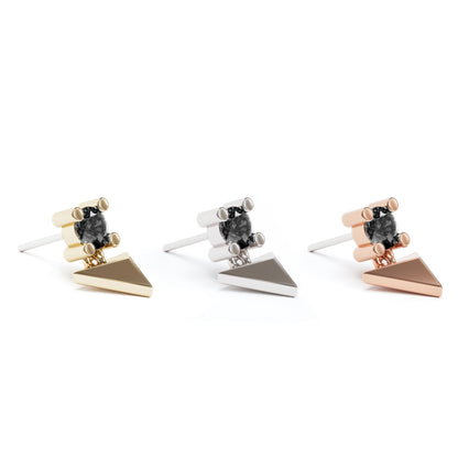 14K Gold Black Diamond Pyramid Dangle Threadless End