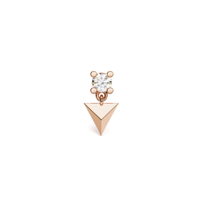 14K Gold Diamond Pyramid Dangle Threadless End