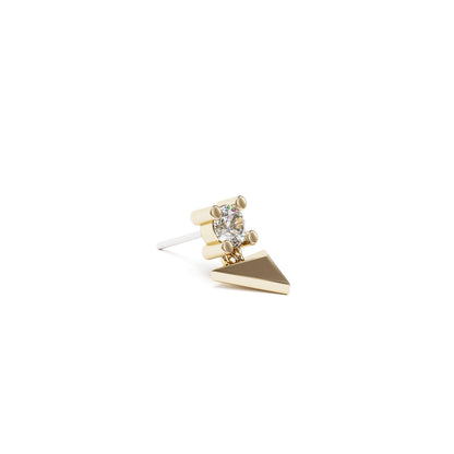 14K Gold Diamond Pyramid Dangle Threadless End