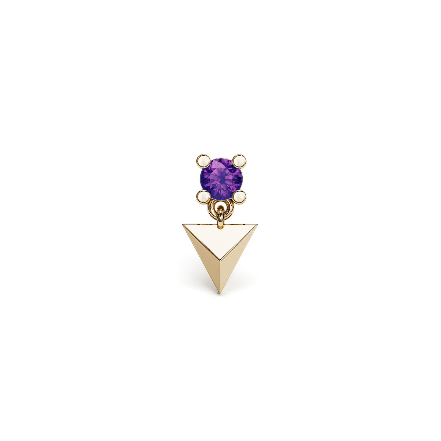 14K Gold Amethyst Pyramid Dangle Threadless End