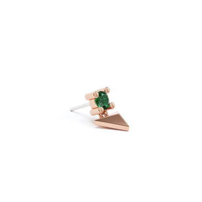 14K Gold Emerald Pyramid Dangle Threadless End