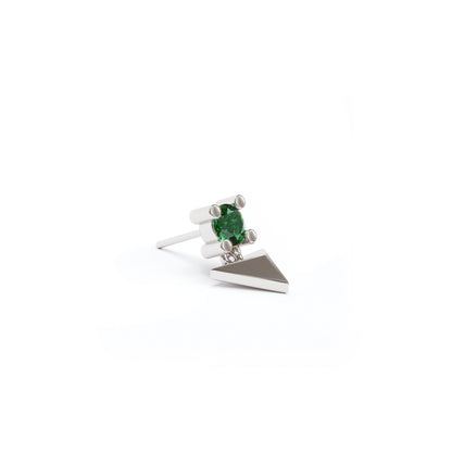 14K Gold Emerald Pyramid Dangle Threadless End