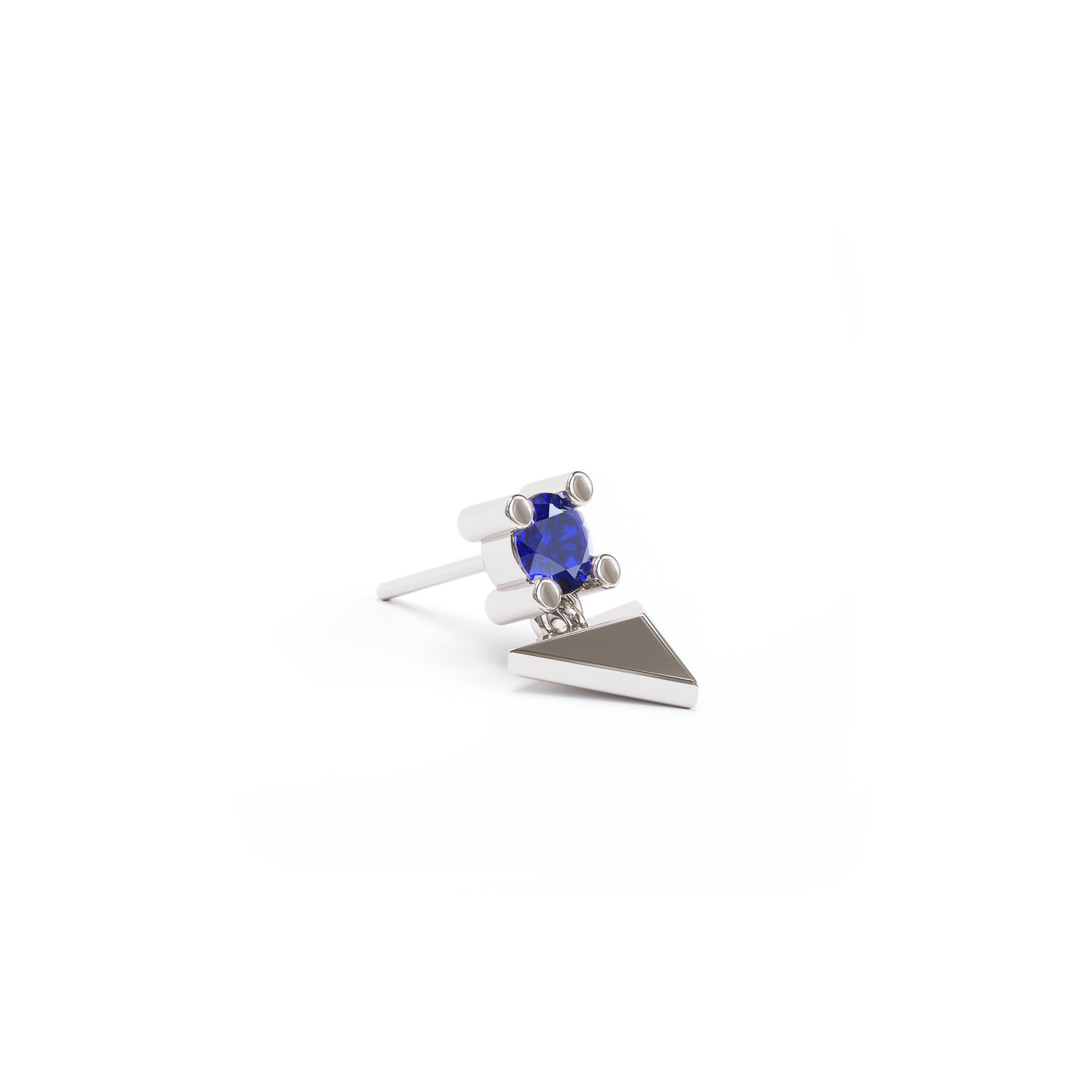 14K Gold Sapphire Pyramid Dangle Threadless End