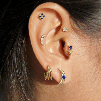 14K Gold Sapphire Pyramid Dangle Threadless End