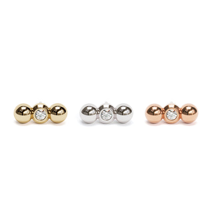 14K Gold Tiny Diamond Climber Threadless End