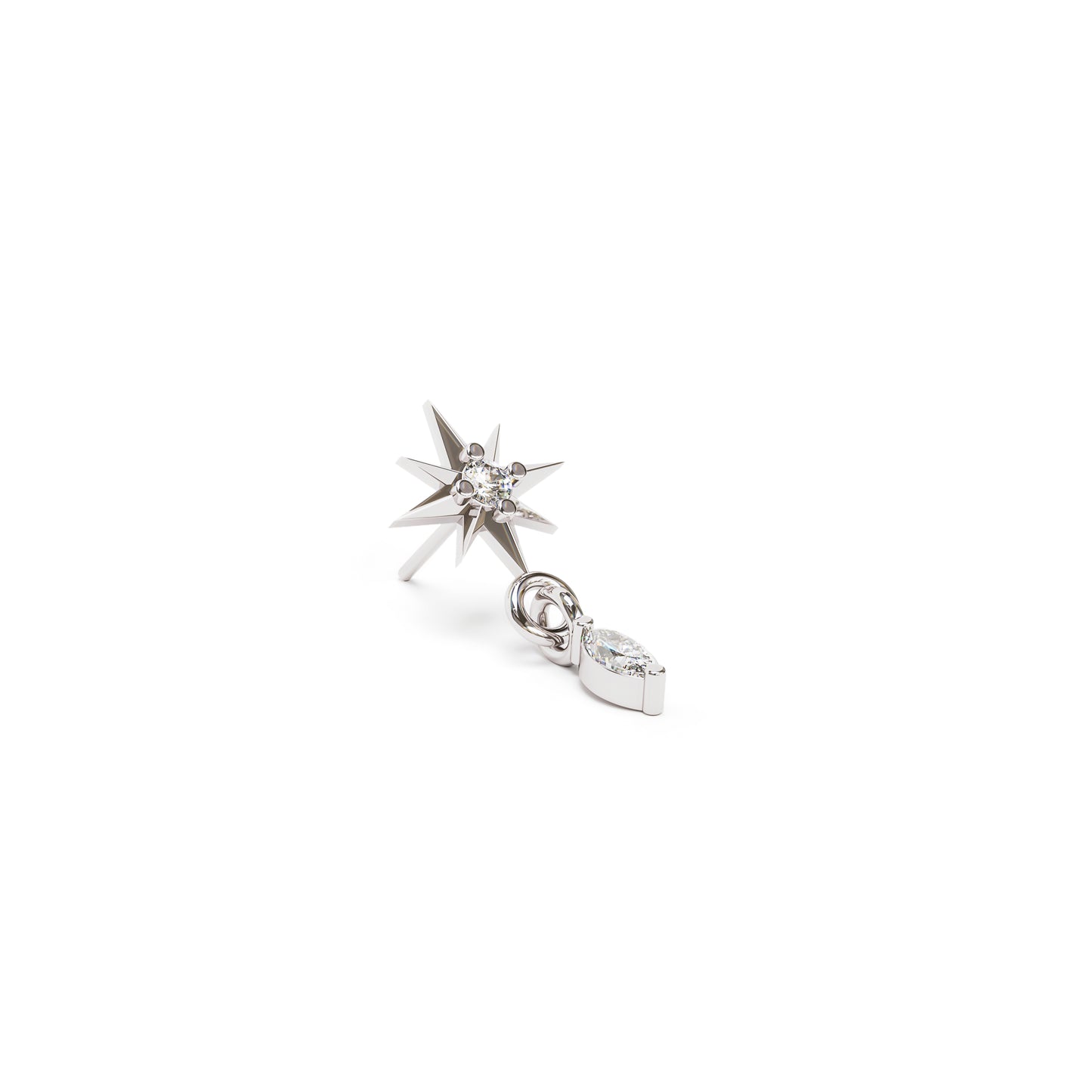 14K Gold Marquise Diamond Starburst Dangle Threadless End