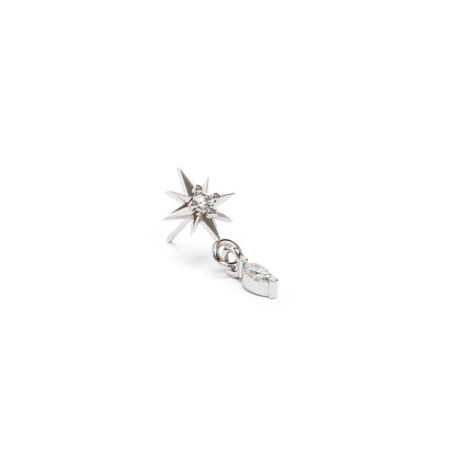 14K Gold Marquise Diamond Starburst Dangle Threadless End