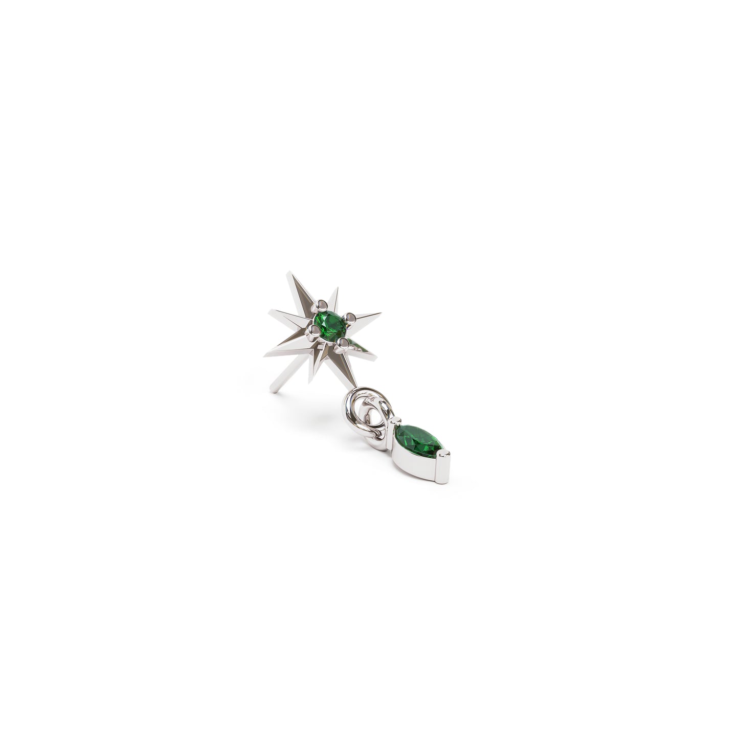 14K Gold Marquise Emerald Starburst Dangle Threadless End