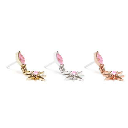 14K Gold Pink Tourmaline Dangle Threadless End