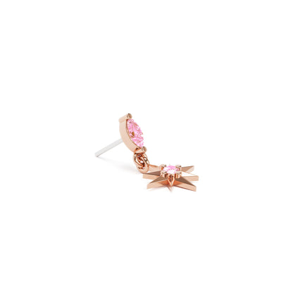 14K Gold Pink Tourmaline Dangle Threadless End