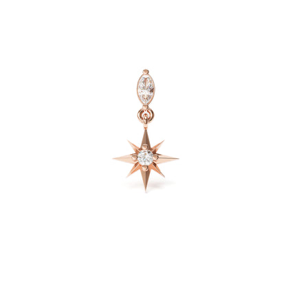 14K Gold Diamond Starburst Dangle Threadless End