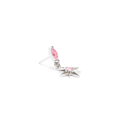 14K Gold Pink Tourmaline Dangle Threadless End