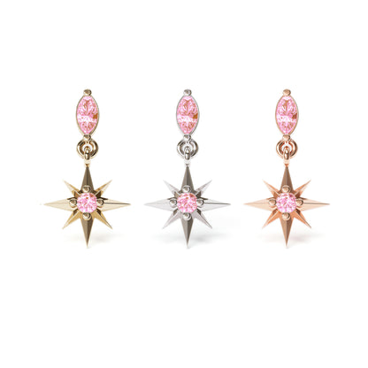 14K Gold Pink Tourmaline Dangle Threadless End