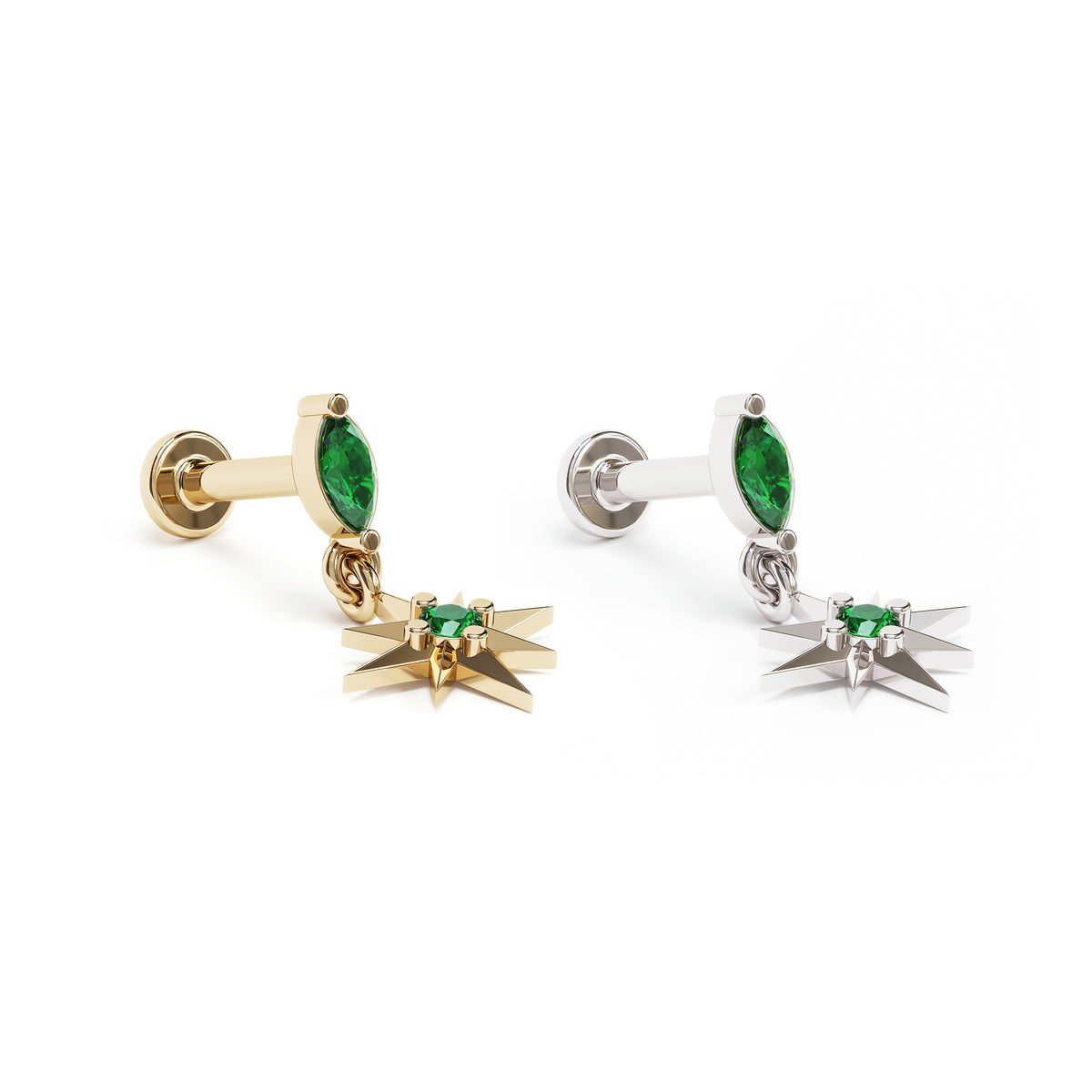 2.5 Ct Each Starburst Emerald Cut Cubic Zirconia Stud Earrings - Mystique  of Palm Beach