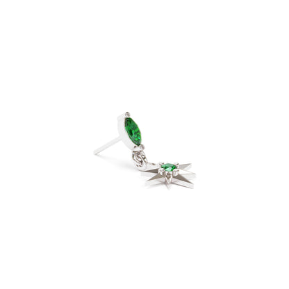 14K Gold Emerald Starburst Dangle Threadless End