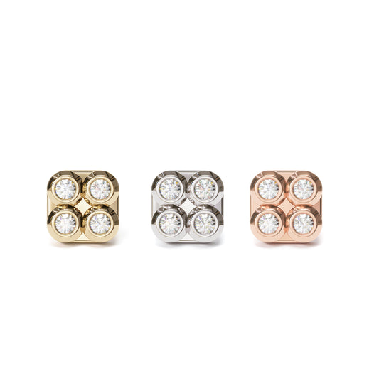 14K Gold Diamond Puffed Square Threadless End