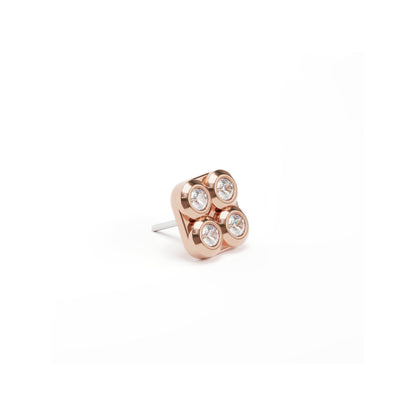 14K Gold Diamond Puffed Square Threadless End