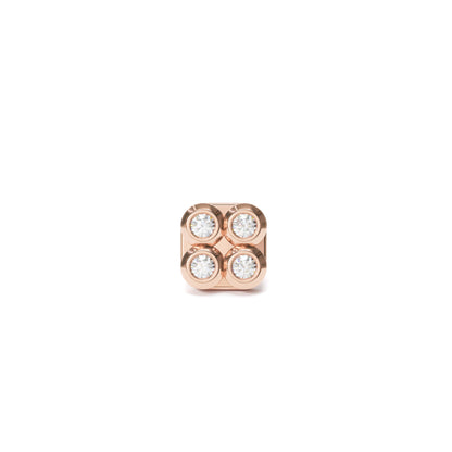 14K Gold Diamond Puffed Square Threadless End