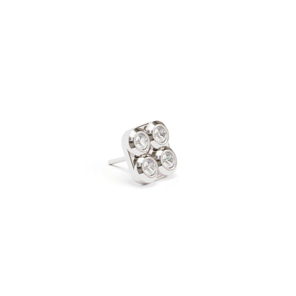 14K Gold Diamond Puffed Square Threadless End