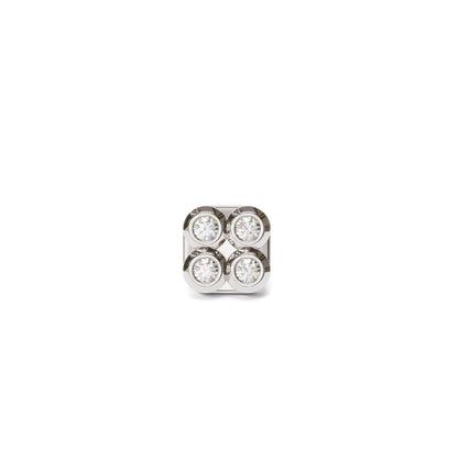 14K Gold Diamond Puffed Square Threadless End