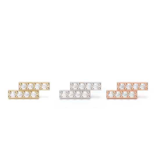 14K Gold Pavé Diamond Bar Threadless End