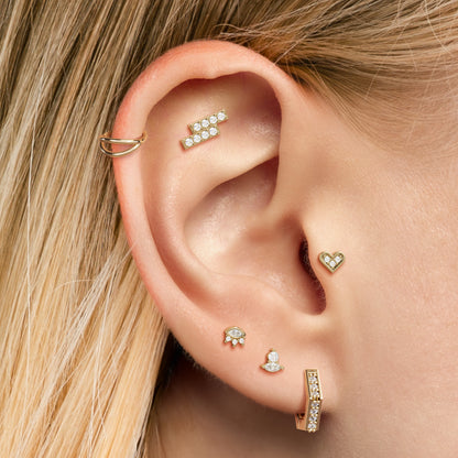 14K Gold Pavé Diamond Bar Threadless End