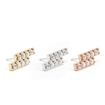 14K Gold Pavé Diamond Bar Threadless End