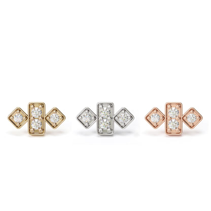 14K Gold Diamond Geometric Threadless End
