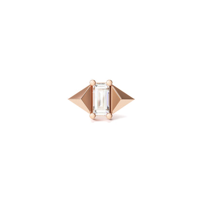 14K Gold Baguette Diamond Pyramid Threadless End