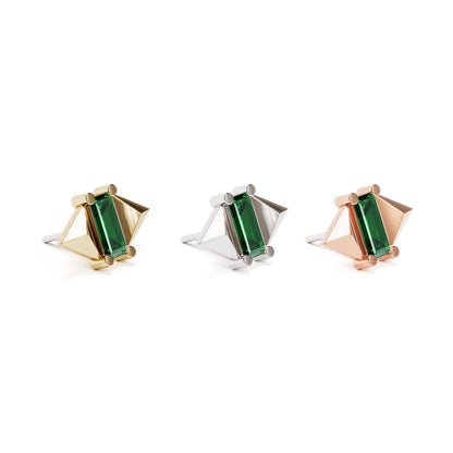 14K Gold Baguette Emerald Pyramid Threadless End
