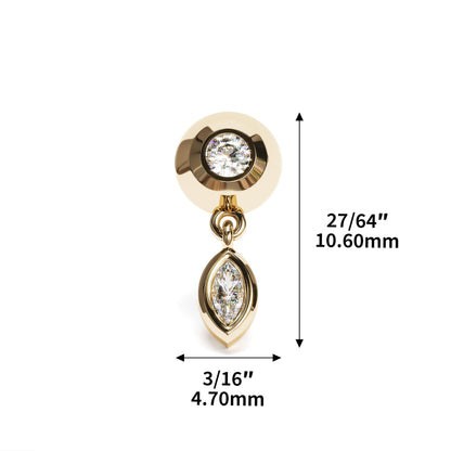 14K Gold Marquise Diamond Dangle Threadless End