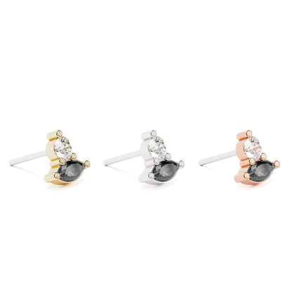 14K Gold Marquise Multi-Shape Black and White Diamond Threadless End