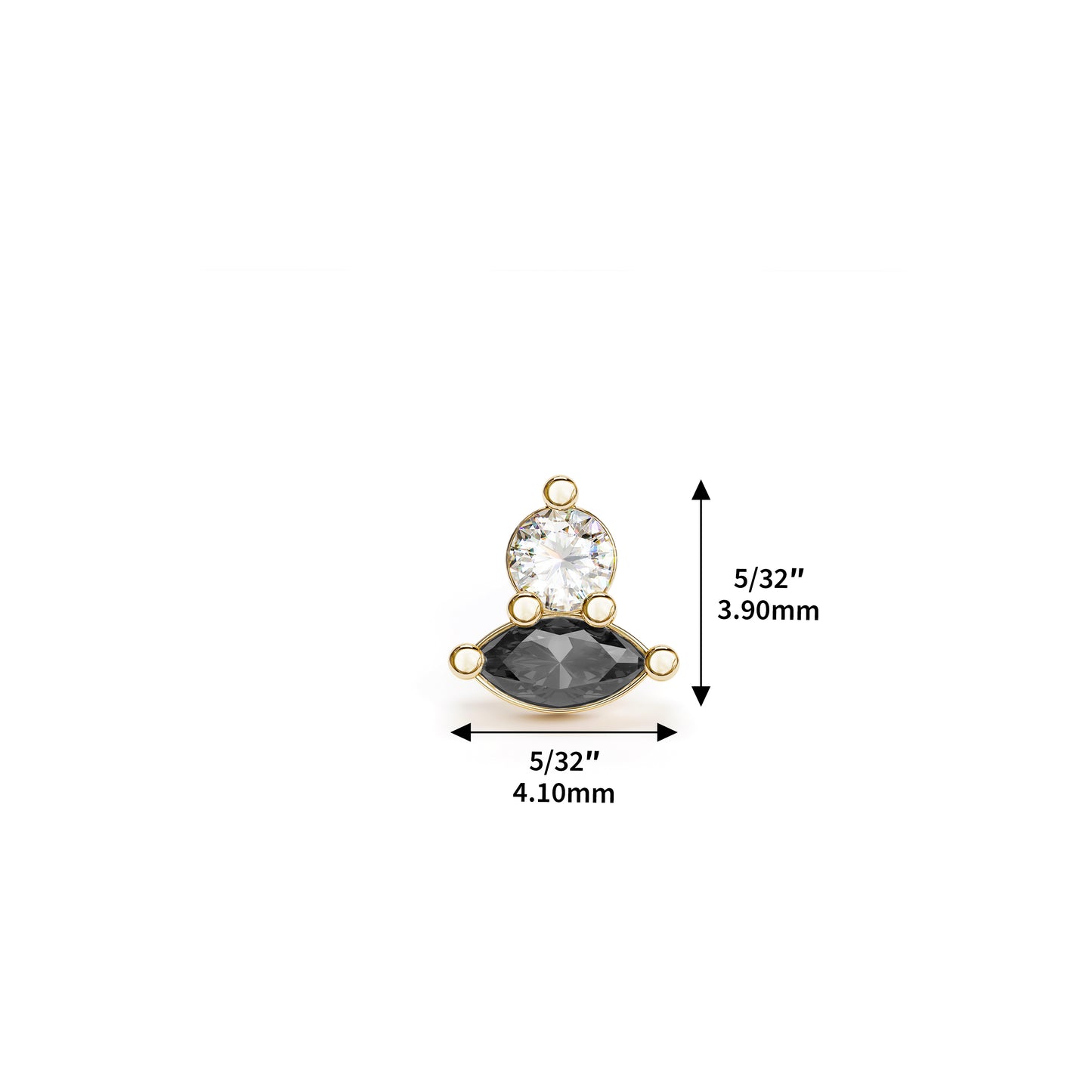 14K Gold Marquise Multi-Shape Black and White Diamond Threadless End