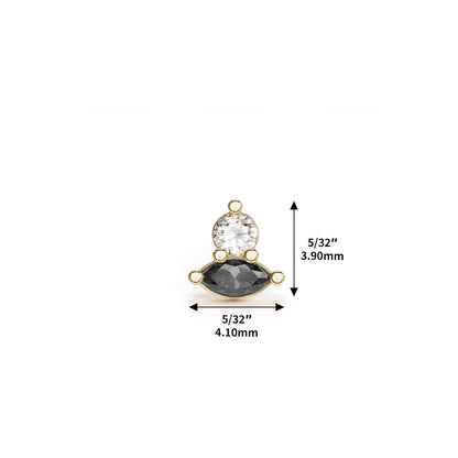 14K Gold Marquise Multi-Shape Black and White Diamond Threadless End