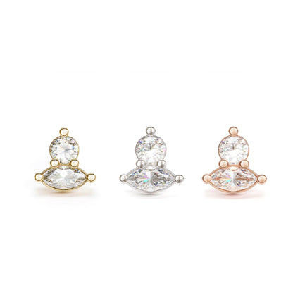 14K Gold Marquise Multi-Shape Diamond Threadless End